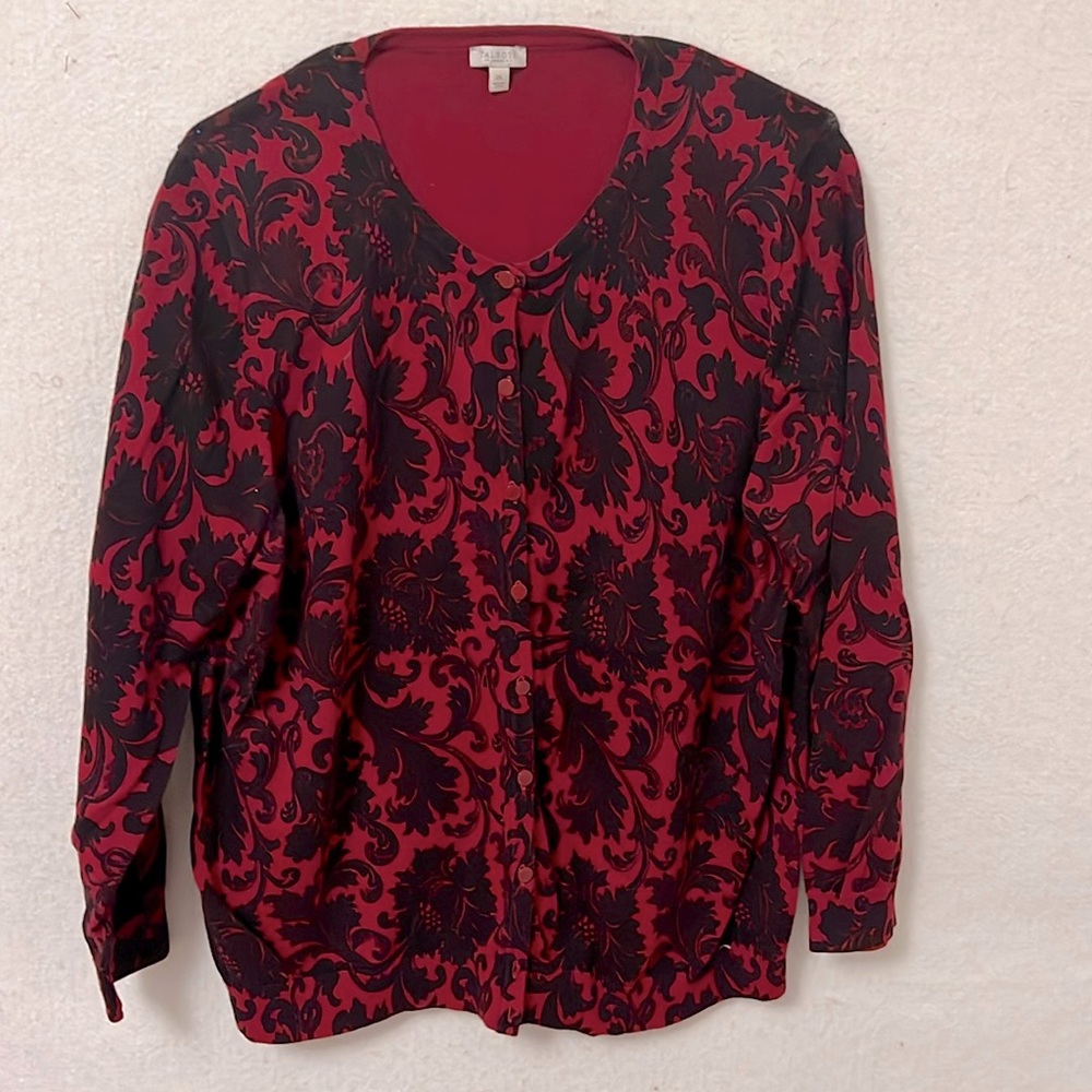 Talbots cotton floral cardigan sweater 3x